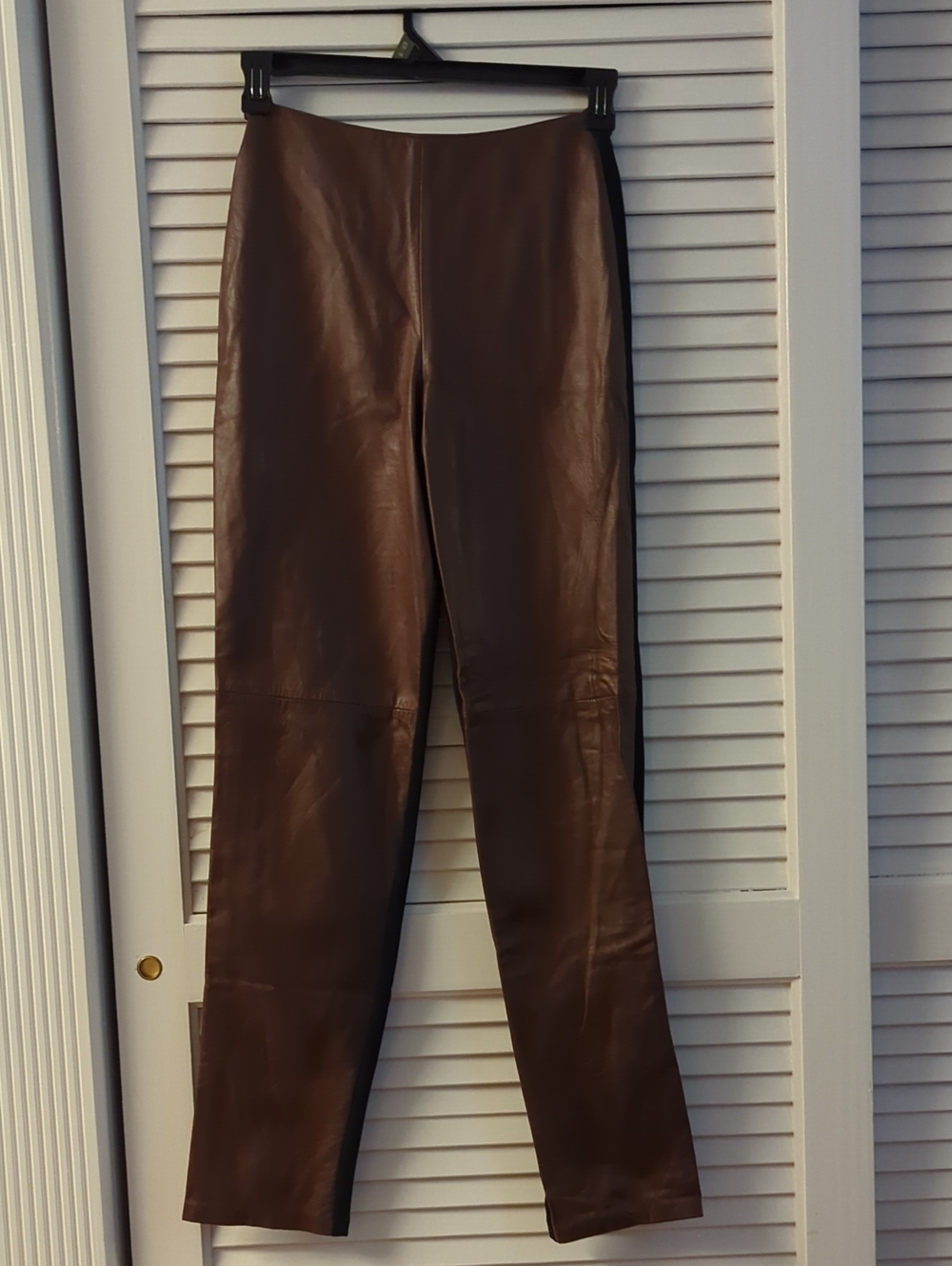 Cache Brown Leather Slim Pants
